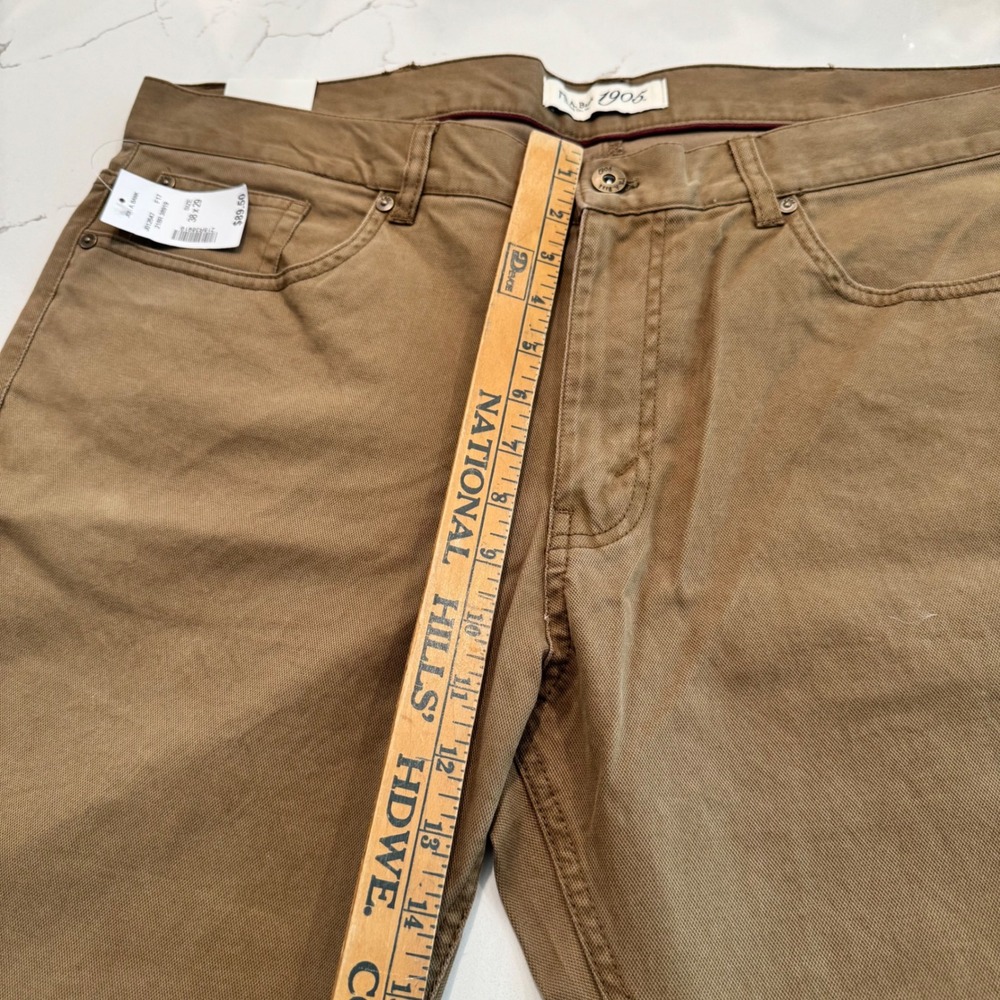 Jos A Bank 1905 Men Tailored Fit Tan Brown 5 Pocket Pants 38x29 NWT Chino Khaki - Picture 7 of 10
